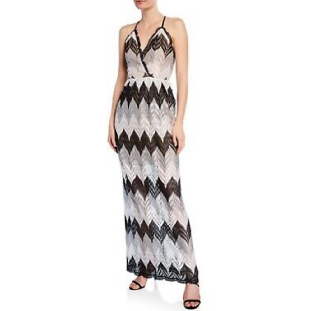 Dress the Population Black and White Chevron Maxi Dress